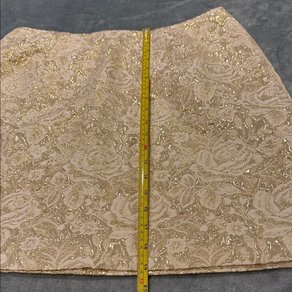 Gold Floral Brocade A-Line Mini Skirt - Picture 8 of 9